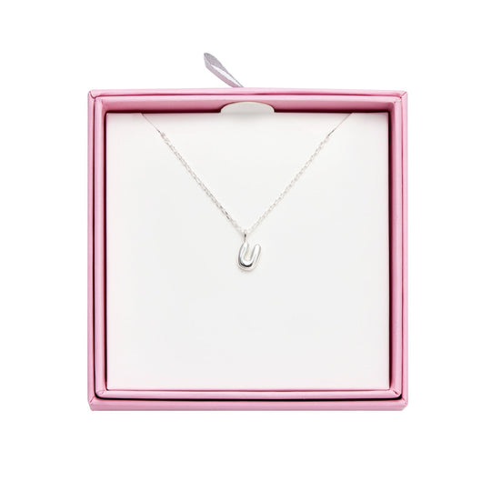Kid's Sterling Silver Letter U Initial Necklace - Philip Jones Jewellery