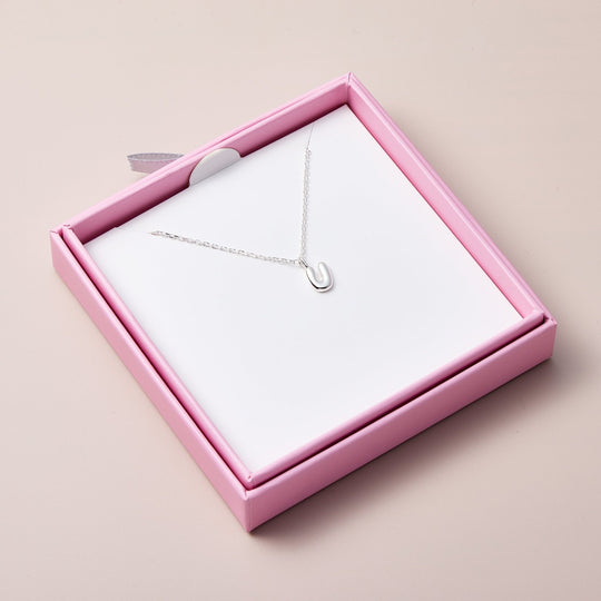 Kid's Sterling Silver Letter U Initial Necklace - Philip Jones Jewellery