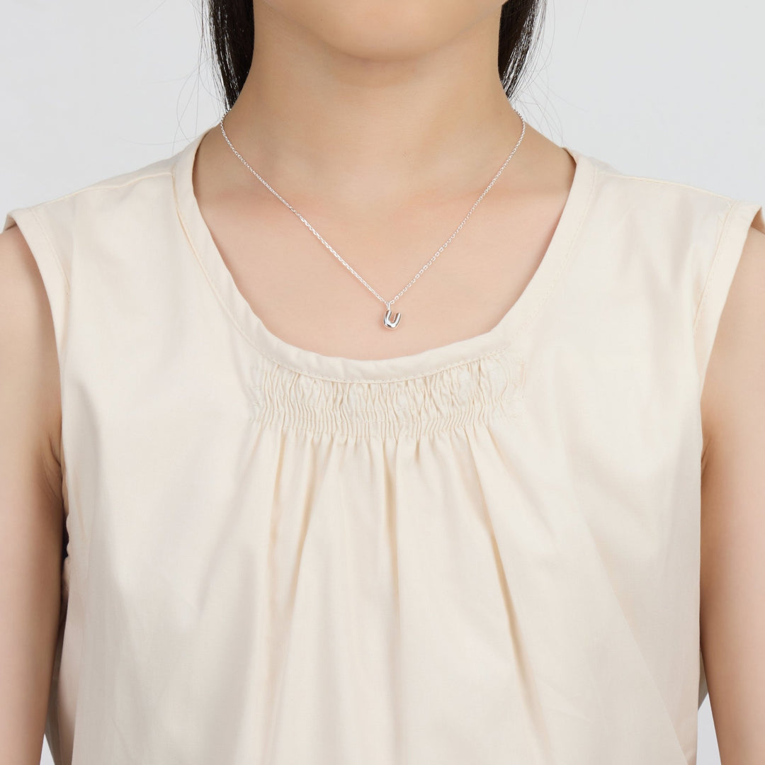 Kid's Sterling Silver Letter U Initial Necklace - Philip Jones Jewellery