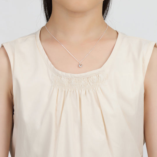 Kid's Sterling Silver Letter U Initial Necklace - Philip Jones Jewellery