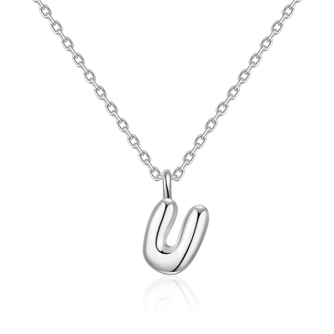 Kid's Sterling Silver Letter U Initial Necklace - Philip Jones Jewellery
