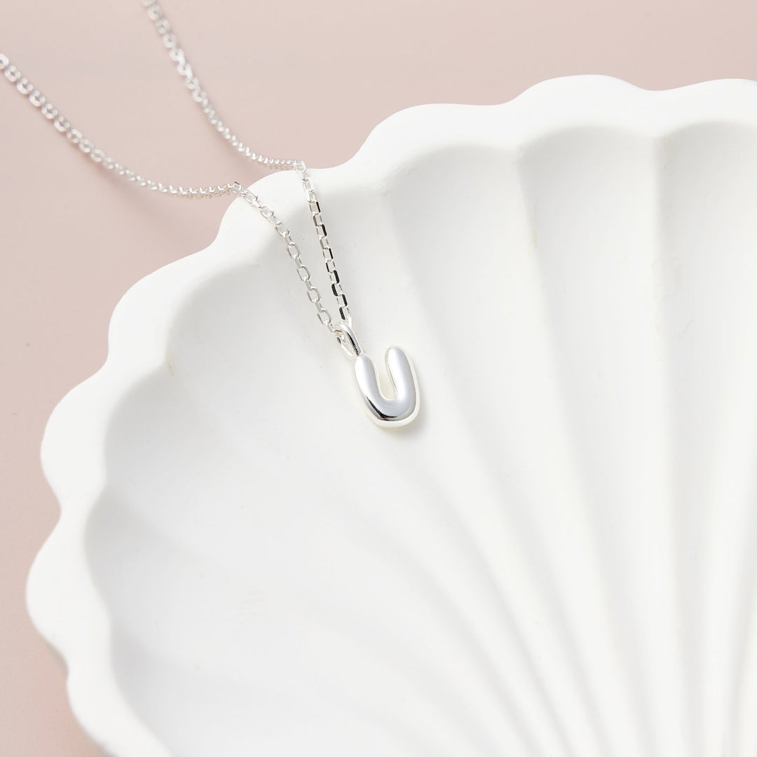 Kid's Sterling Silver Letter U Initial Necklace - Philip Jones Jewellery