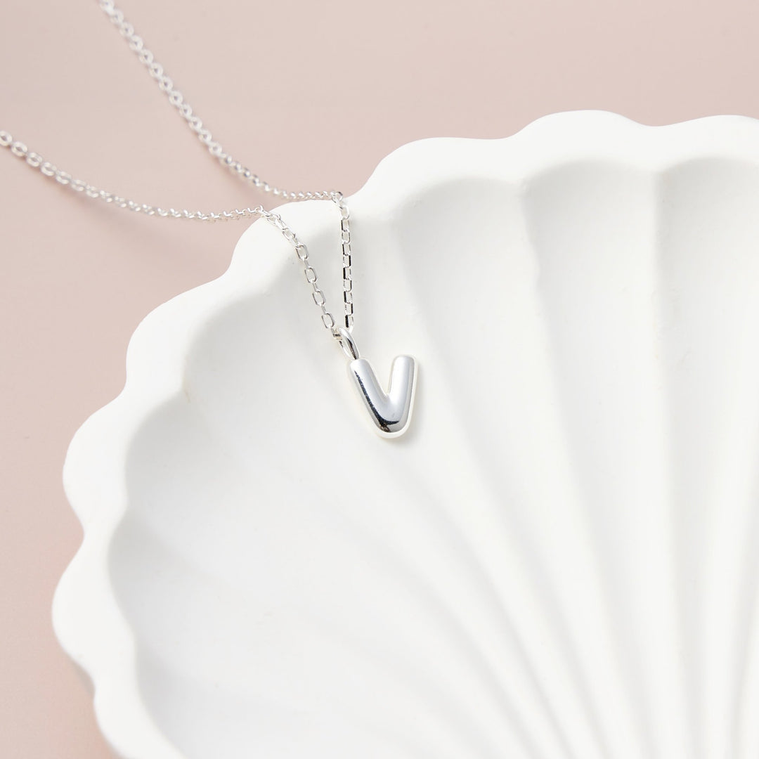 Kid's Sterling Silver Letter V Initial Necklace - Philip Jones Jewellery