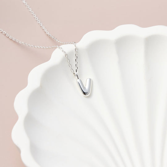 Kid's Sterling Silver Letter V Initial Necklace - Philip Jones Jewellery