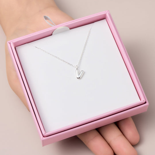 Kid's Sterling Silver Letter V Initial Necklace - Philip Jones Jewellery