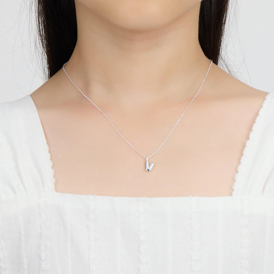 Kid's Sterling Silver Letter V Initial Necklace - Philip Jones Jewellery