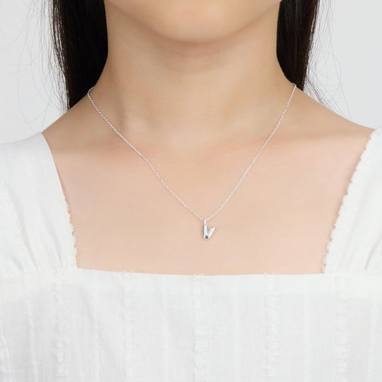 Kid's Sterling Silver Letter V Initial Necklace - Philip Jones Jewellery