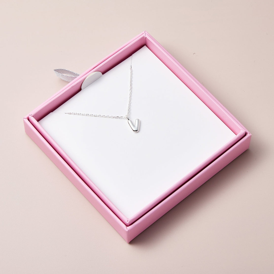 Kid's Sterling Silver Letter V Initial Necklace - Philip Jones Jewellery