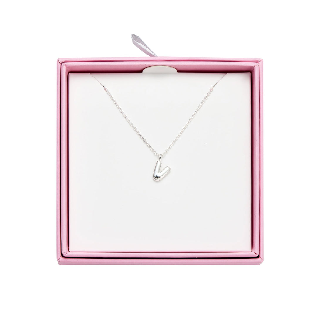 Kid's Sterling Silver Letter V Initial Necklace - Philip Jones Jewellery
