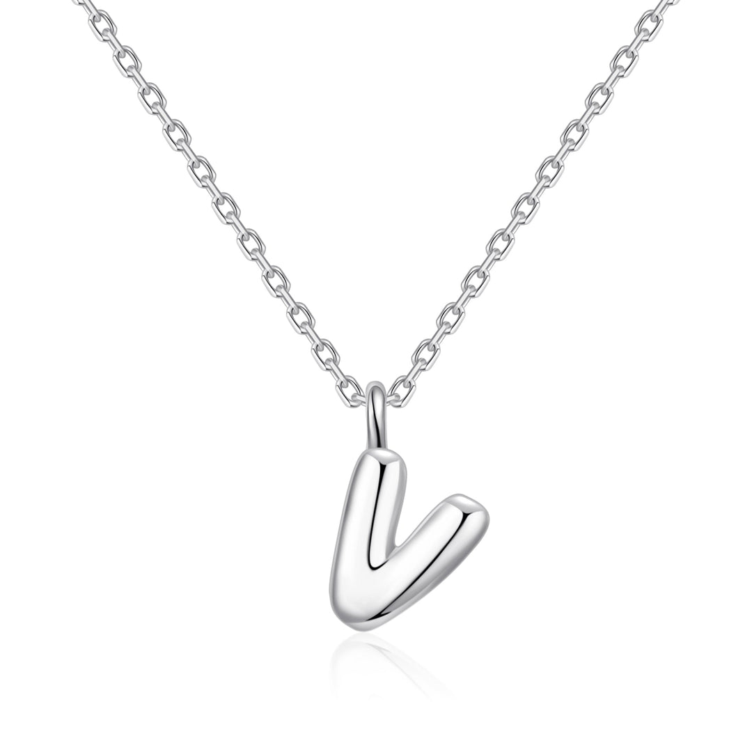 Kid's Sterling Silver Letter V Initial Necklace - Philip Jones Jewellery