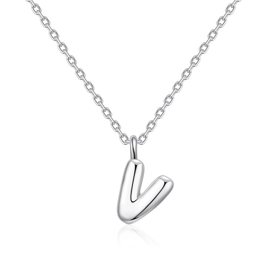 Kid's Sterling Silver Letter V Initial Necklace - Philip Jones Jewellery