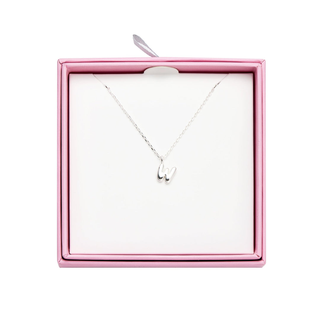 Kid's Sterling Silver Letter W Initial Necklace - Philip Jones Jewellery