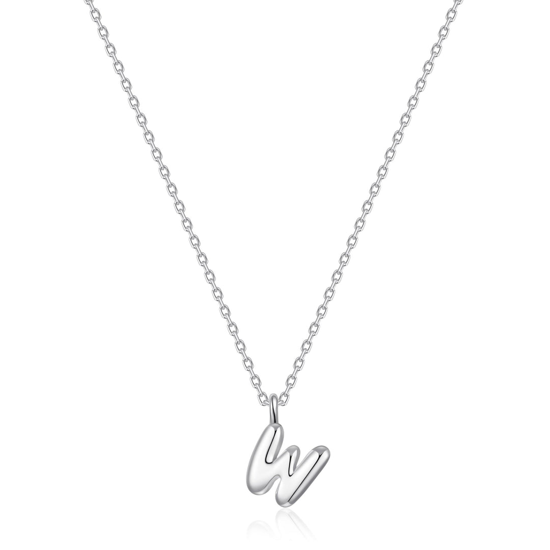 Kid's Sterling Silver Letter W Initial Necklace - Philip Jones Jewellery