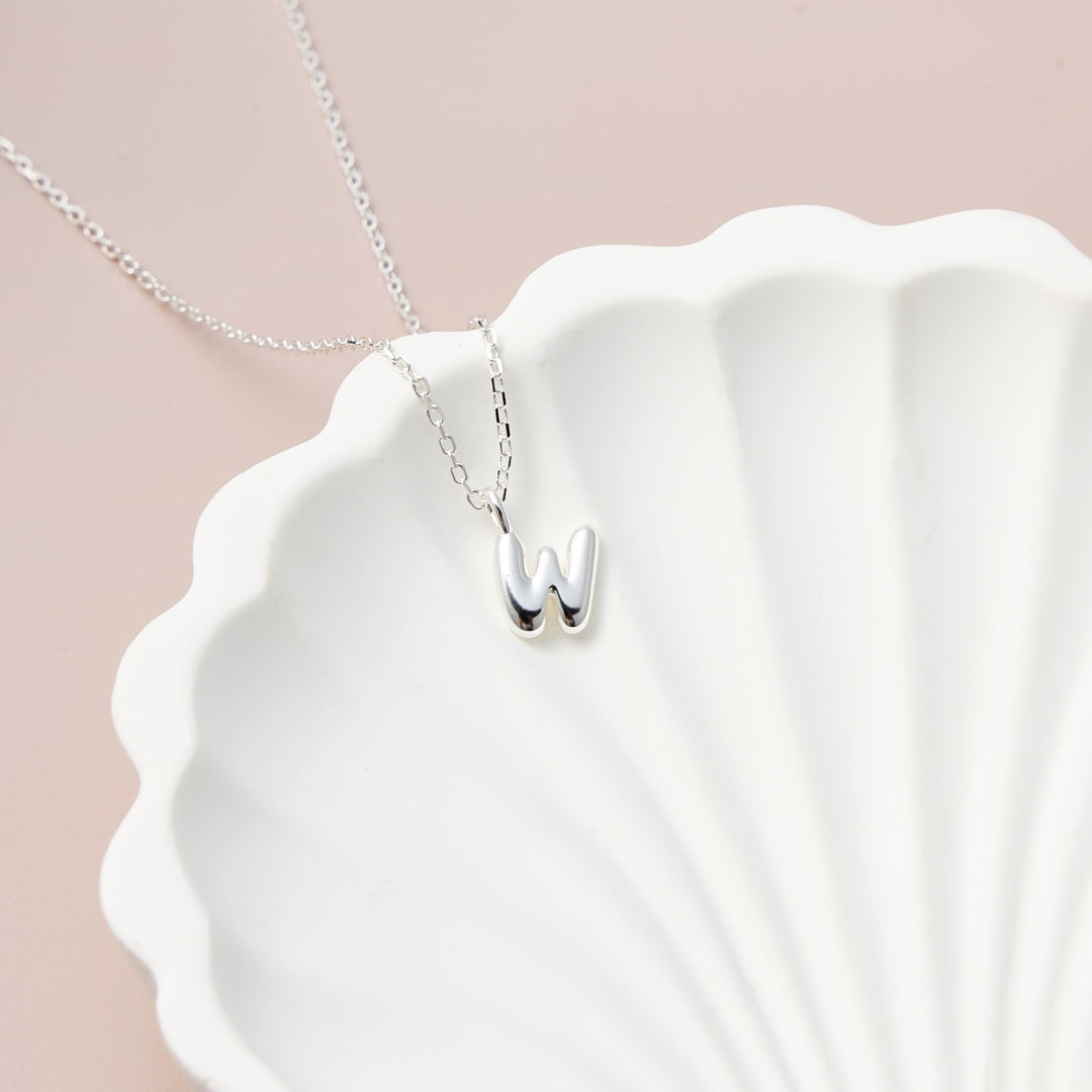 Kid's Sterling Silver Letter W Initial Necklace - Philip Jones Jewellery
