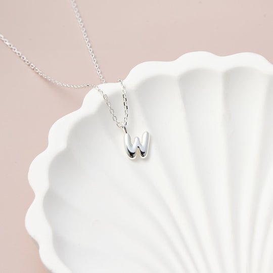 Kid's Sterling Silver Letter W Initial Necklace - Philip Jones Jewellery