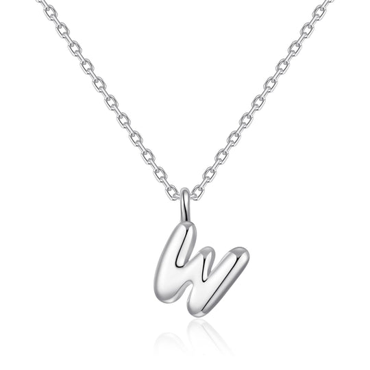 Kid's Sterling Silver Letter W Initial Necklace - Philip Jones Jewellery