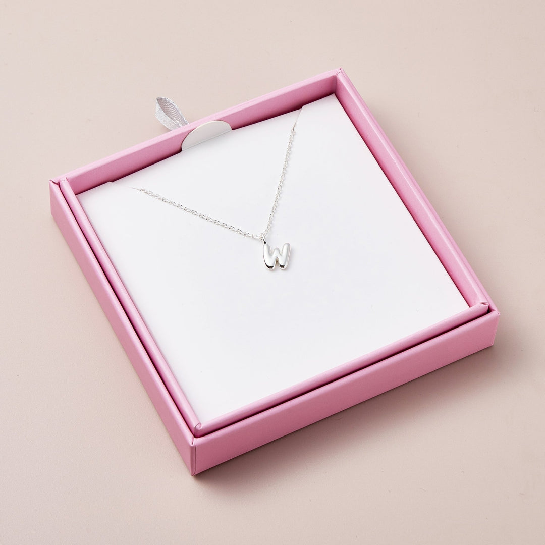 Kid's Sterling Silver Letter W Initial Necklace - Philip Jones Jewellery