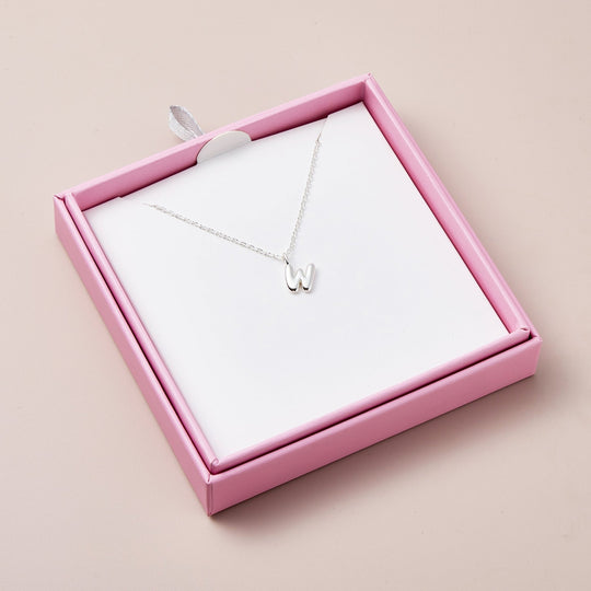 Kid's Sterling Silver Letter W Initial Necklace - Philip Jones Jewellery
