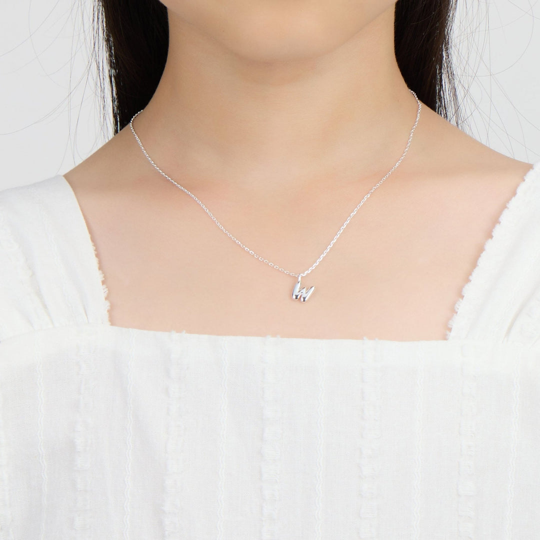 Kid's Sterling Silver Letter W Initial Necklace - Philip Jones Jewellery