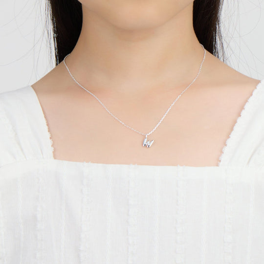 Kid's Sterling Silver Letter W Initial Necklace - Philip Jones Jewellery