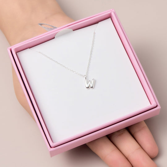 Kid's Sterling Silver Letter W Initial Necklace - Philip Jones Jewellery