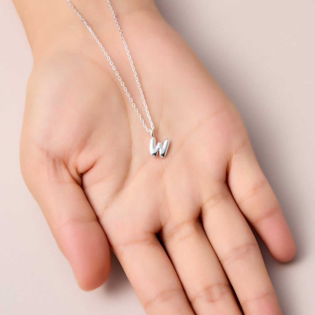 Kid's Sterling Silver Letter W Initial Necklace - Philip Jones Jewellery
