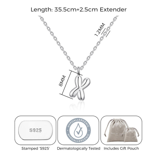 Kid's Sterling Silver Letter X Initial Necklace - Philip Jones Jewellery
