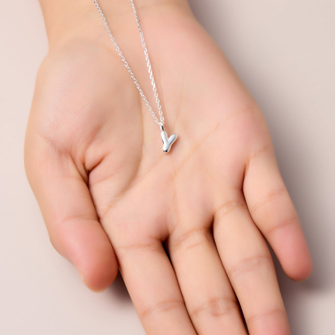 Kid's Sterling Silver Letter Y Initial Necklace - Philip Jones Jewellery