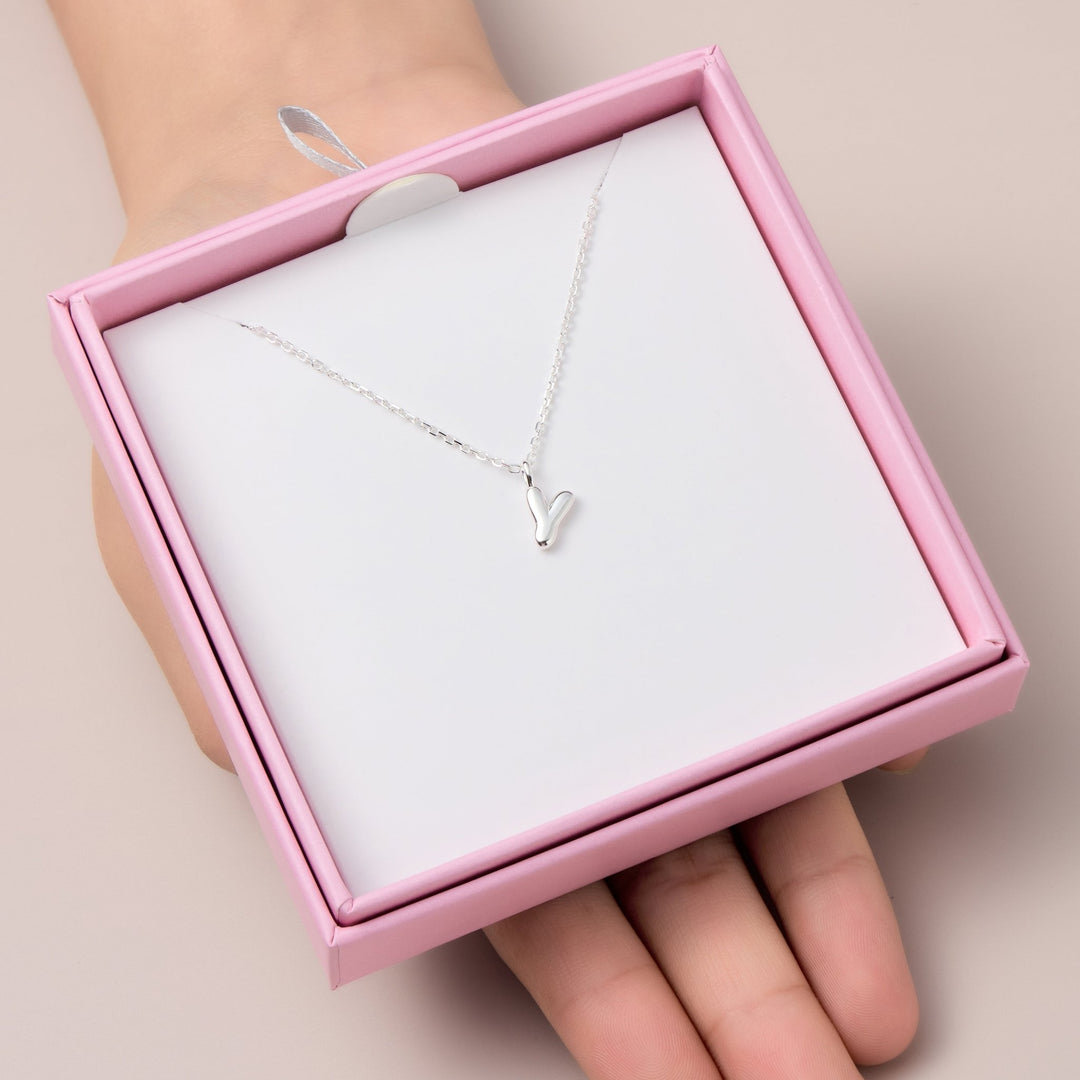 Kid's Sterling Silver Letter Y Initial Necklace - Philip Jones Jewellery