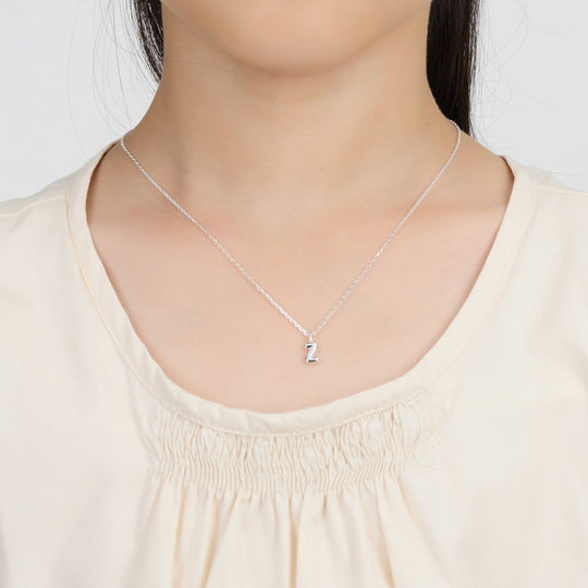 Kid's Sterling Silver Letter Z Initial Necklace - Philip Jones Jewellery