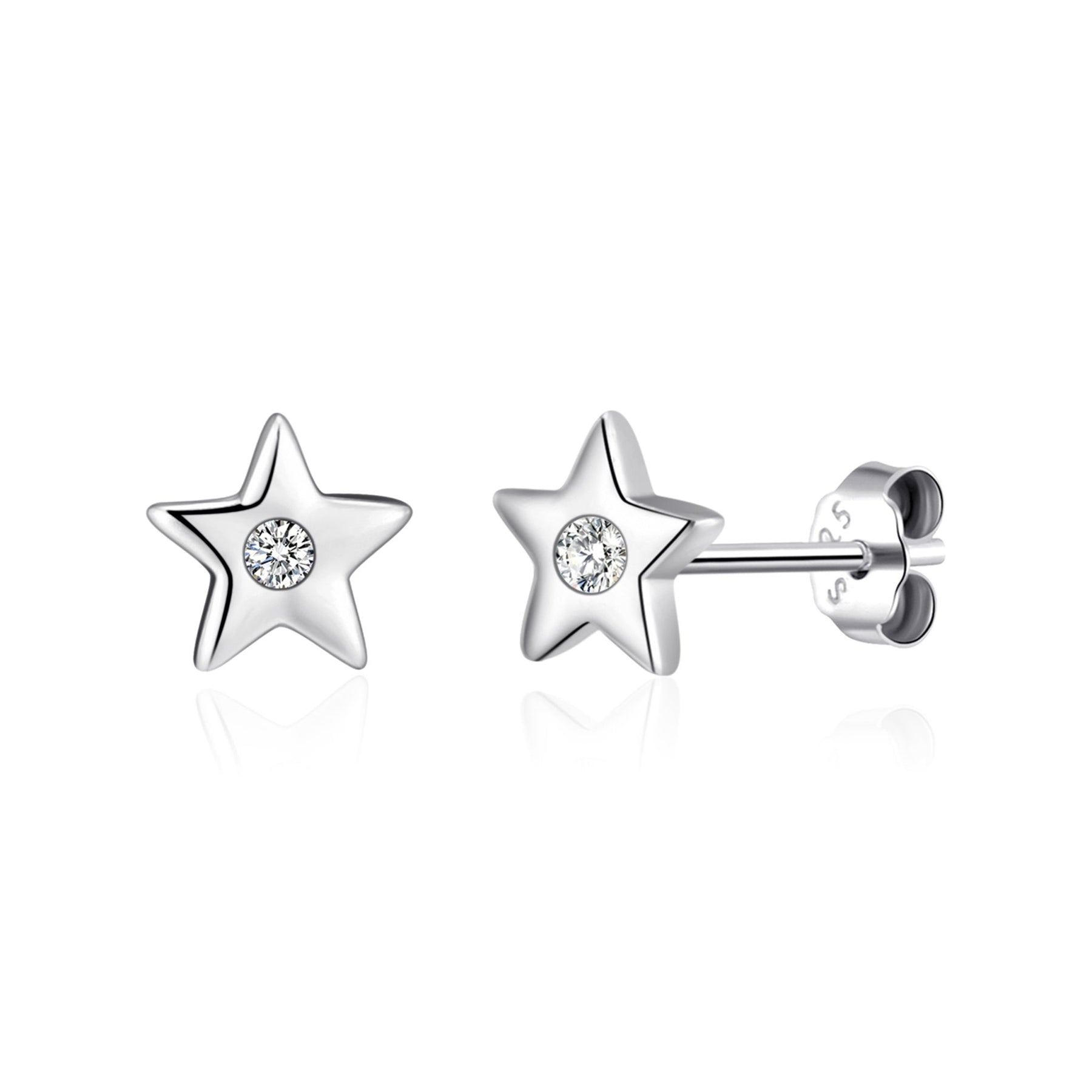 kids sterling silver star earrings created with zircondia crystals 4772559