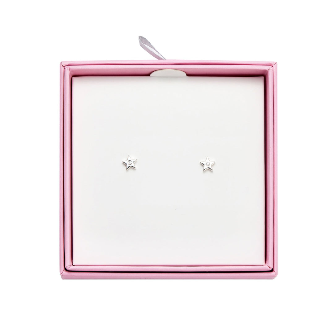Kids Sterling Silver Star Earrings Created with Zircondia® Crystals - Philip Jones Jewellery
