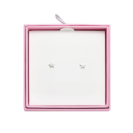 Kids Sterling Silver Star Earrings Created with Zircondia® Crystals - Philip Jones Jewellery