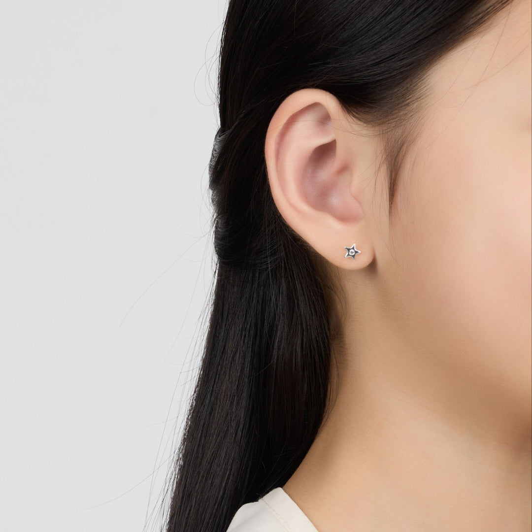 Kids Sterling Silver Star Earrings Created with Zircondia® Crystals - Philip Jones Jewellery