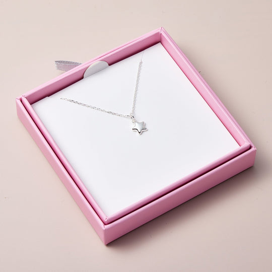 Kids Sterling Silver Star Necklace Created with Zircondia® Crystals - Philip Jones Jewellery