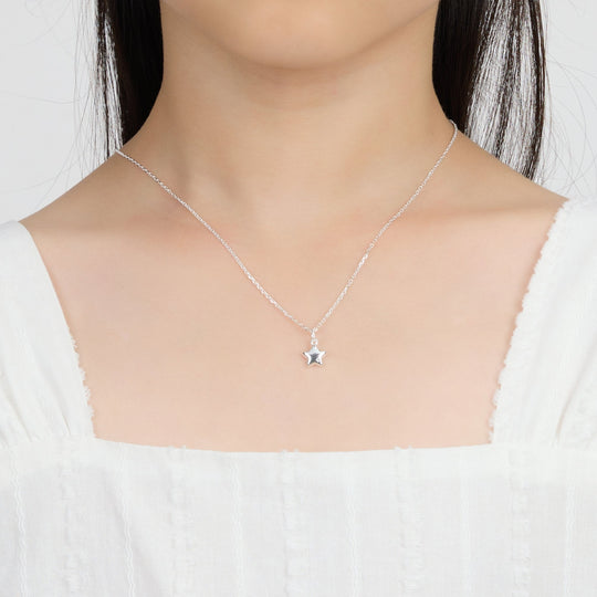 Kids Sterling Silver Star Necklace Created with Zircondia® Crystals - Philip Jones Jewellery