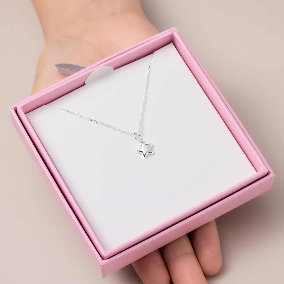 Kids Sterling Silver Star Necklace Created with Zircondia® Crystals - Philip Jones Jewellery