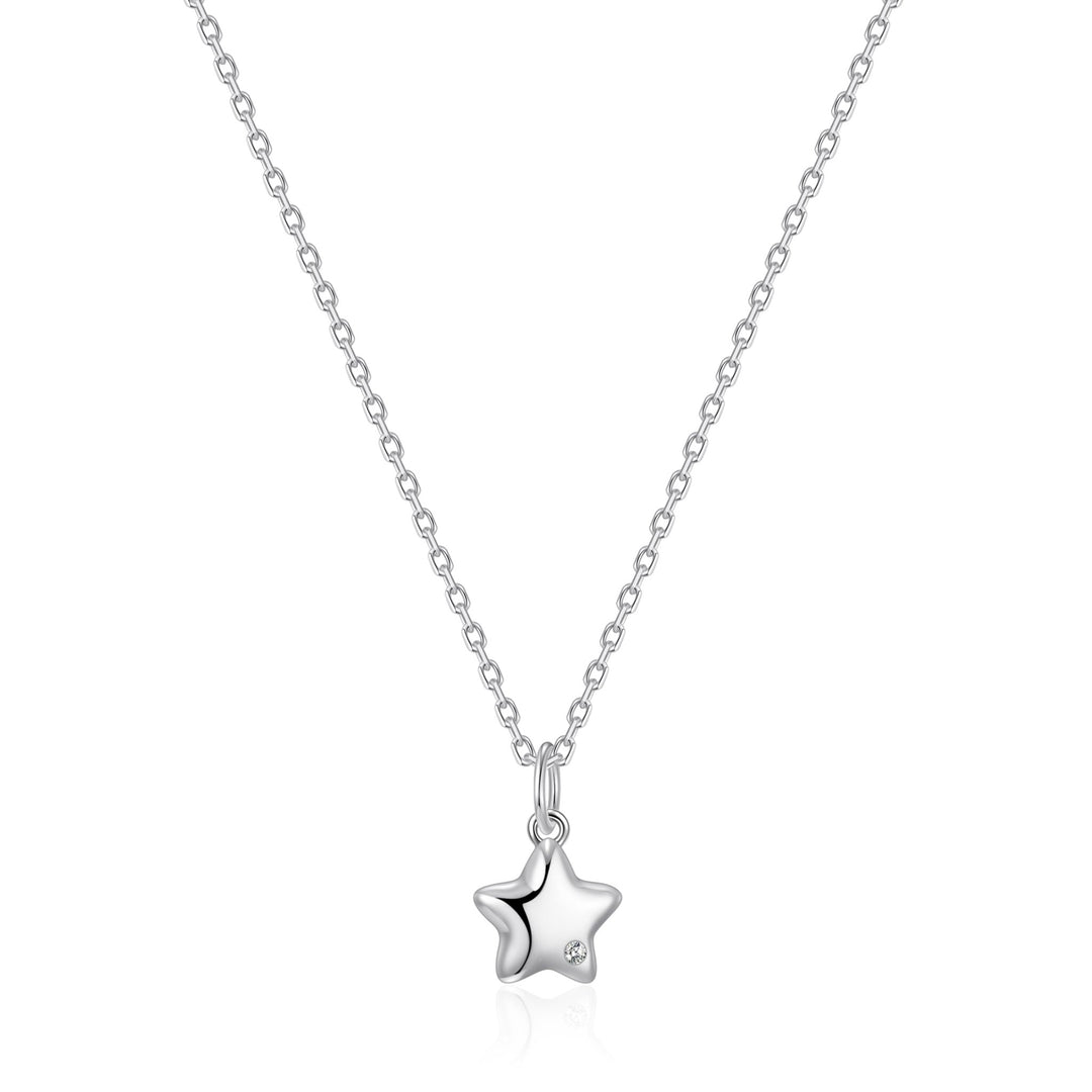 Kids Sterling Silver Star Necklace Created with Zircondia® Crystals - Philip Jones Jewellery