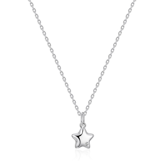 Kids Sterling Silver Star Necklace Created with Zircondia® Crystals - Philip Jones Jewellery