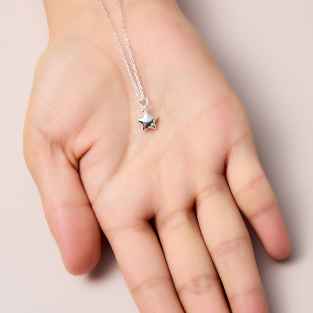 Kids Sterling Silver Star Necklace Created with Zircondia® Crystals - Philip Jones Jewellery
