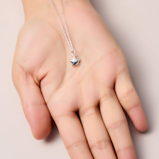 Kids Sterling Silver Star Necklace Created with Zircondia® Crystals - Philip Jones Jewellery