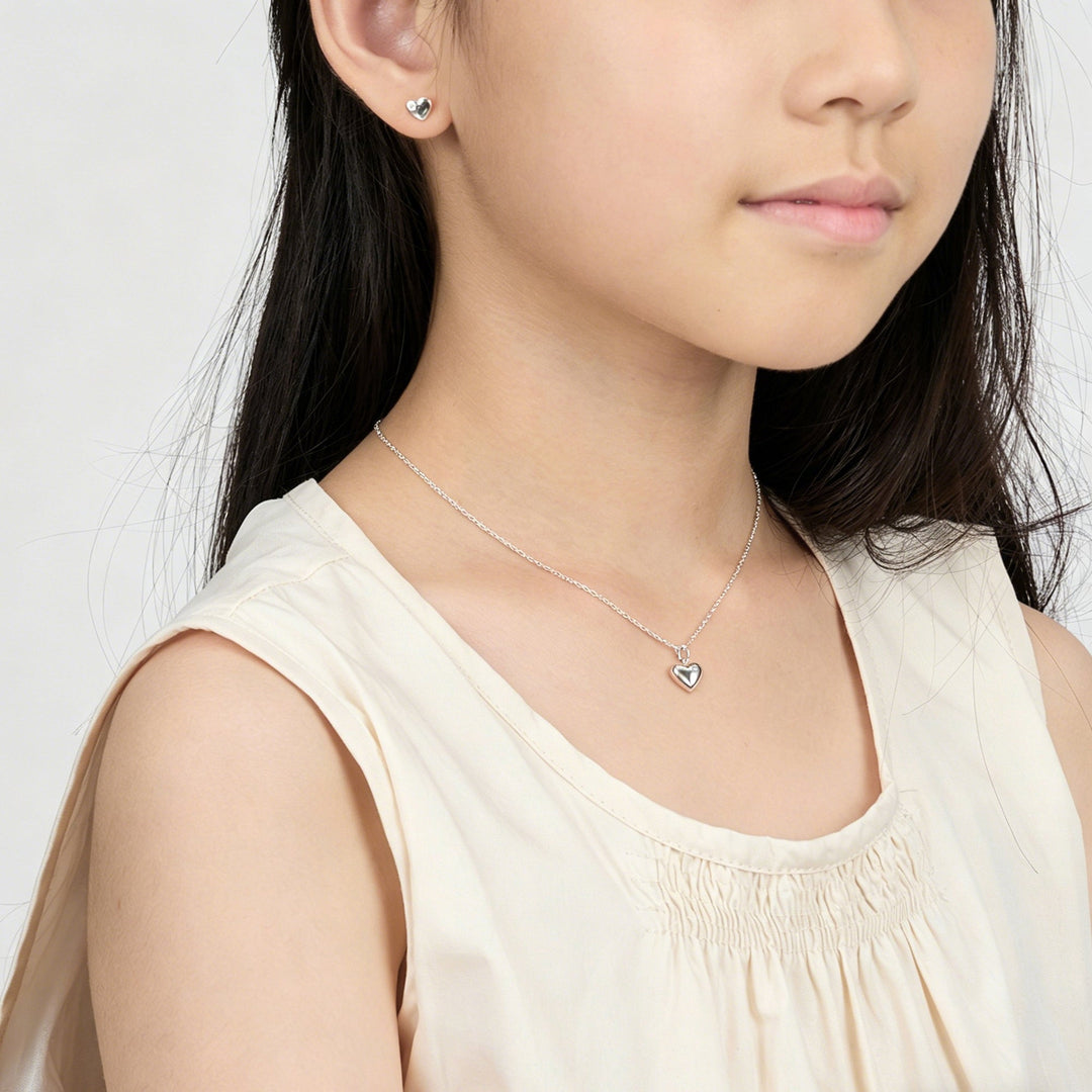Kid's Sterling Silver Thank you for being our Flower Girl Heart Set Created with Zircondia® Crystals - Philip Jones Jewellery