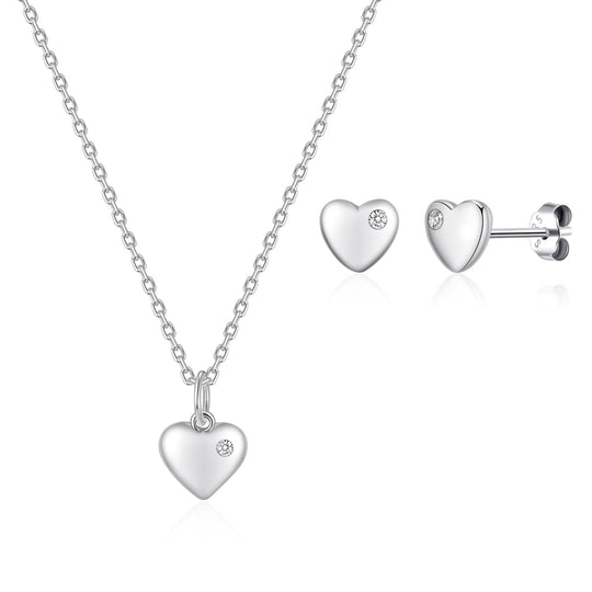 Kid's Sterling Silver Thank you for being our Flower Girl Heart Set Created with Zircondia® Crystals - Philip Jones Jewellery