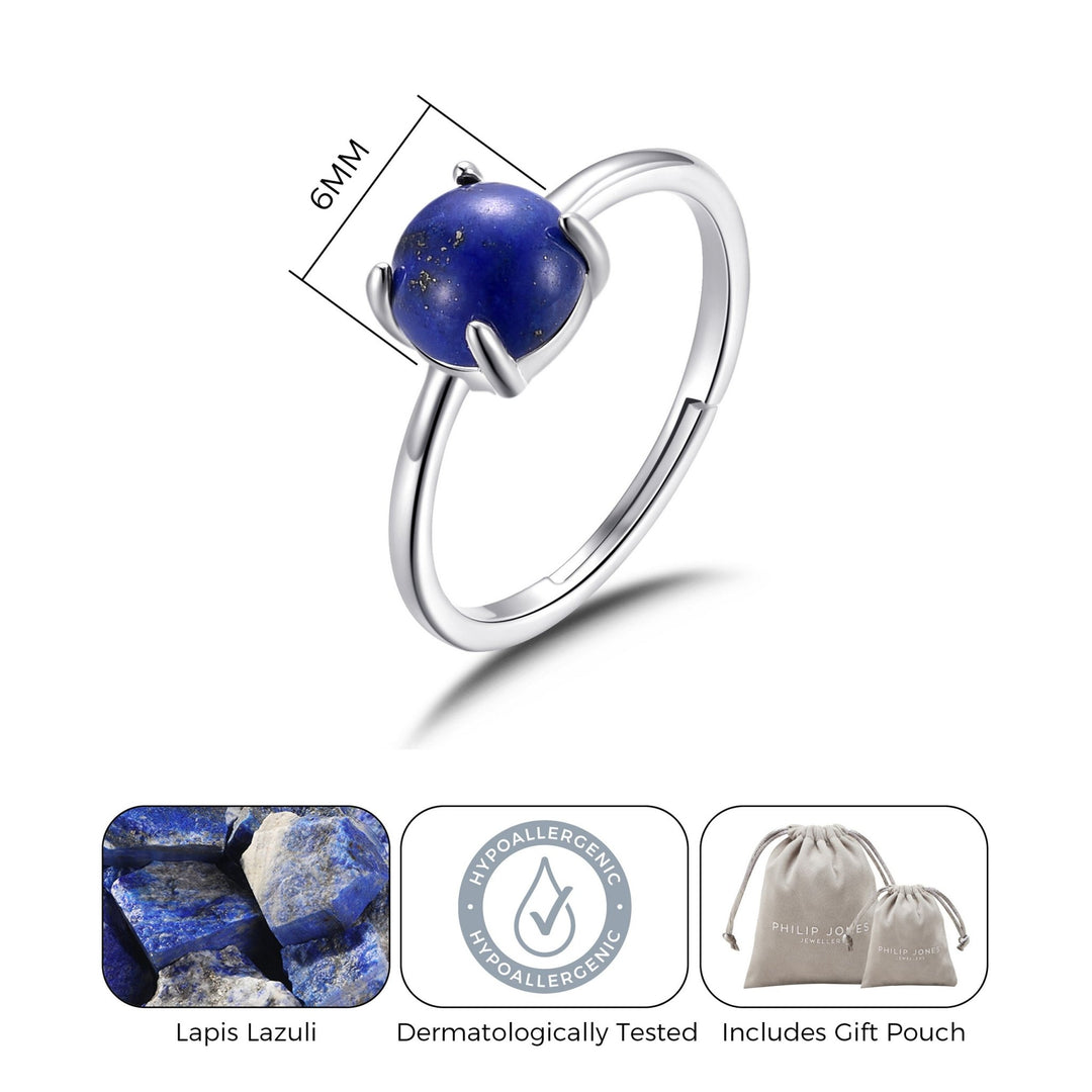 Lapis Adjustable Ring with Quote Card - Philip Jones Jewellery