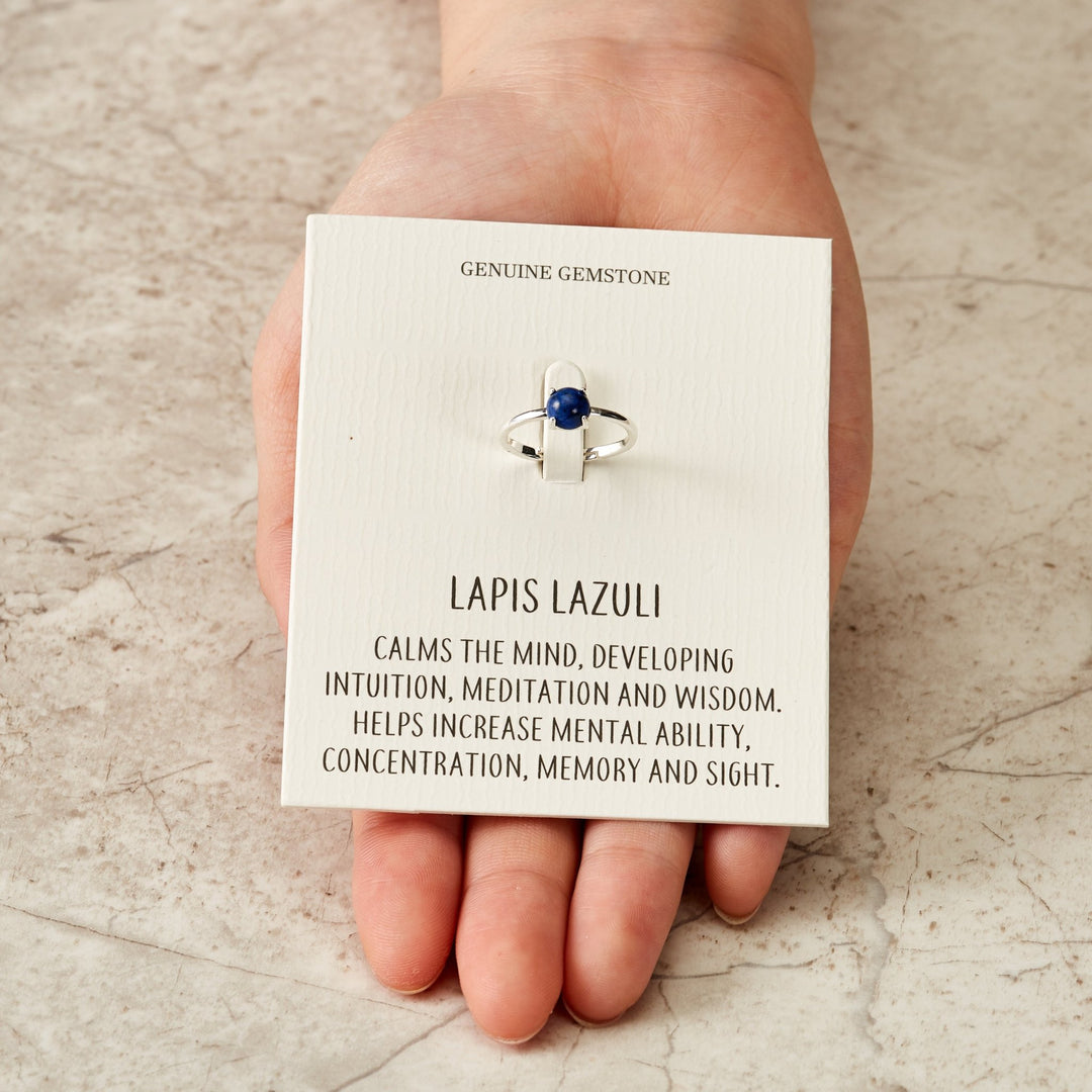 Lapis Adjustable Ring with Quote Card - Philip Jones Jewellery