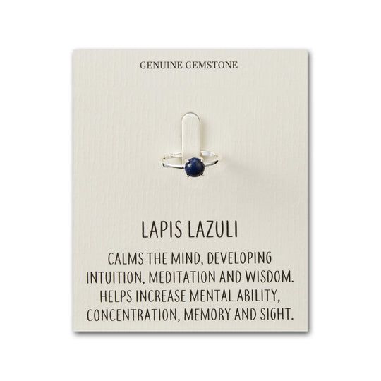Lapis Adjustable Ring with Quote Card - Philip Jones Jewellery