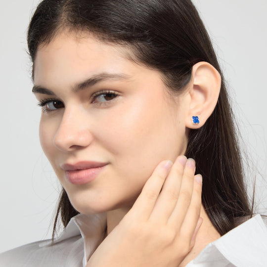 Lapis Gemstone Clover Earrings