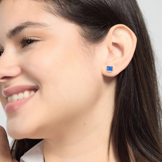Lapis Gemstone Clover Earrings