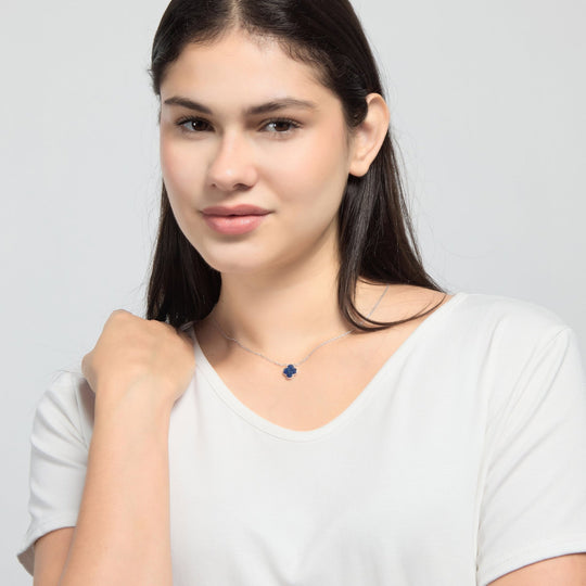 Lapis Gemstone Clover Necklace