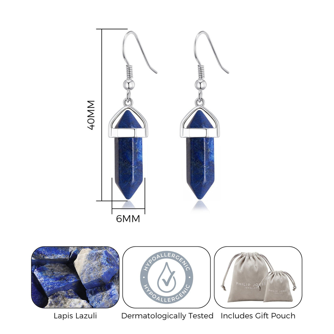 Lapis Gemstone Drop Earrings - Philip Jones Jewellery